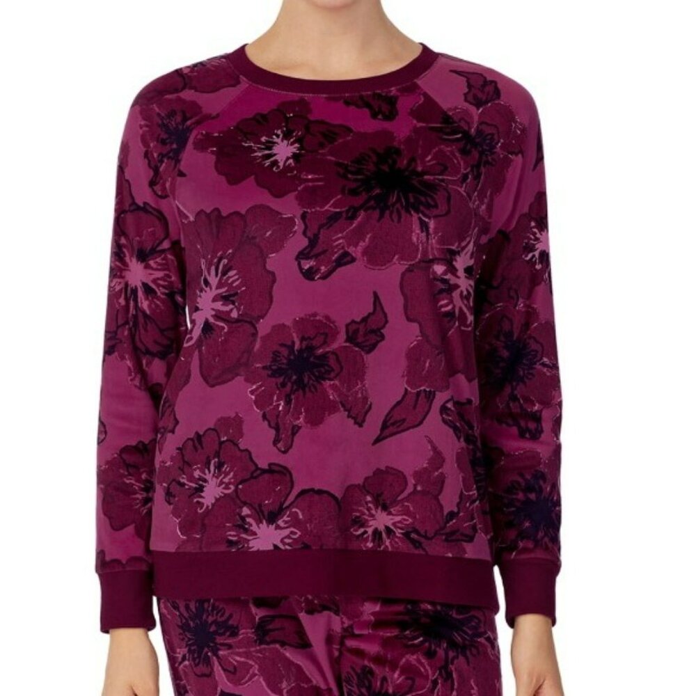 Secret Treasures Women's Velour Long Sleeve Soft Floral Sleep Top Size Small - Picture 4 of 4